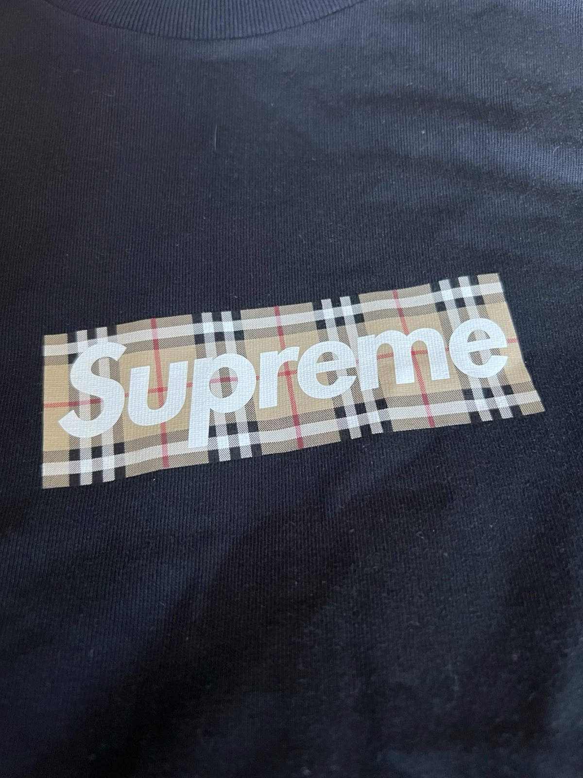 Supreme Burberry Box Logo Tee Black SS22 - Size Large - photo 4