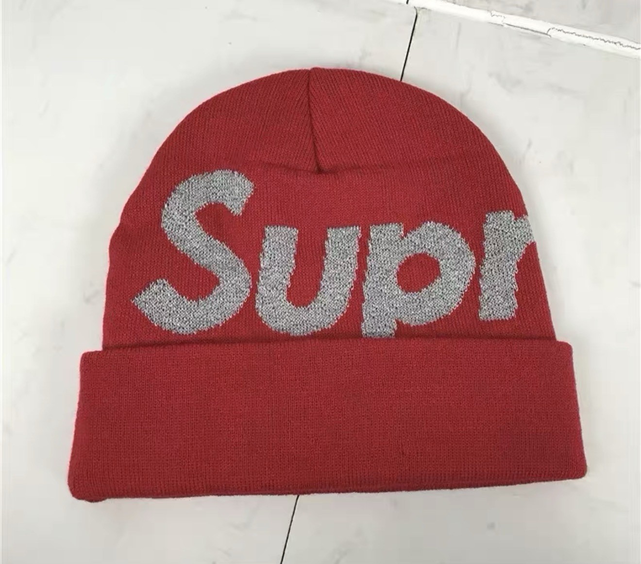 Supreme Red 3M Beanie Big Logo