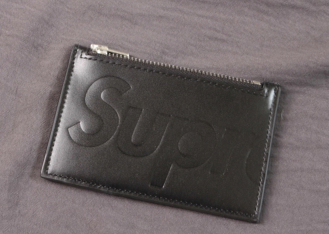 Supreme Leather Zip Card Holder Black