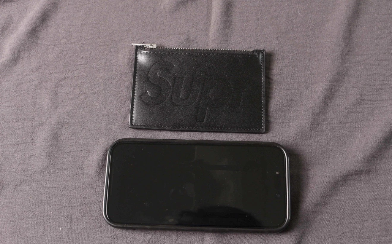 Supreme Leather Zip Card Holder Black - photo 3