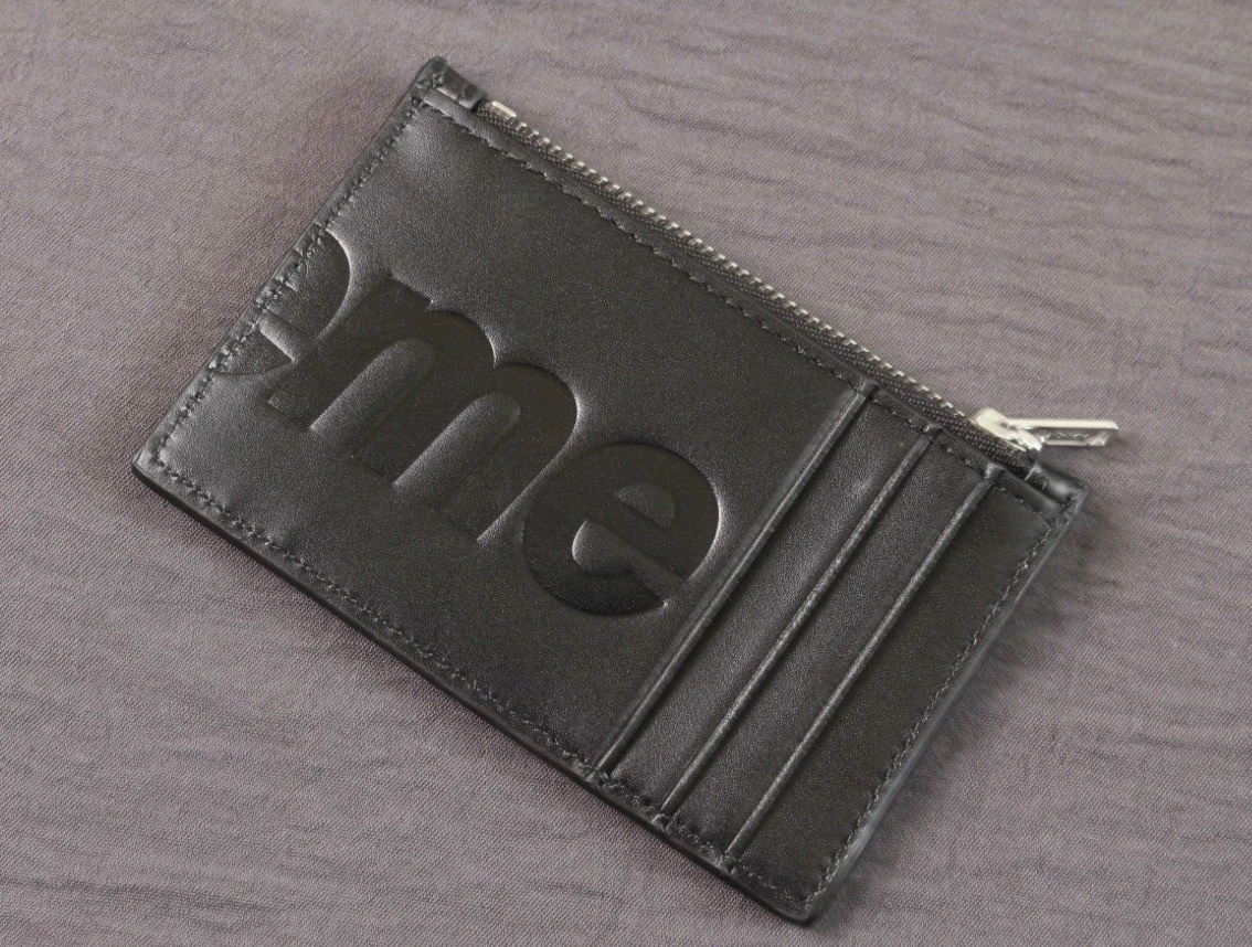 Supreme Leather Zip Card Holder Black - photo 5