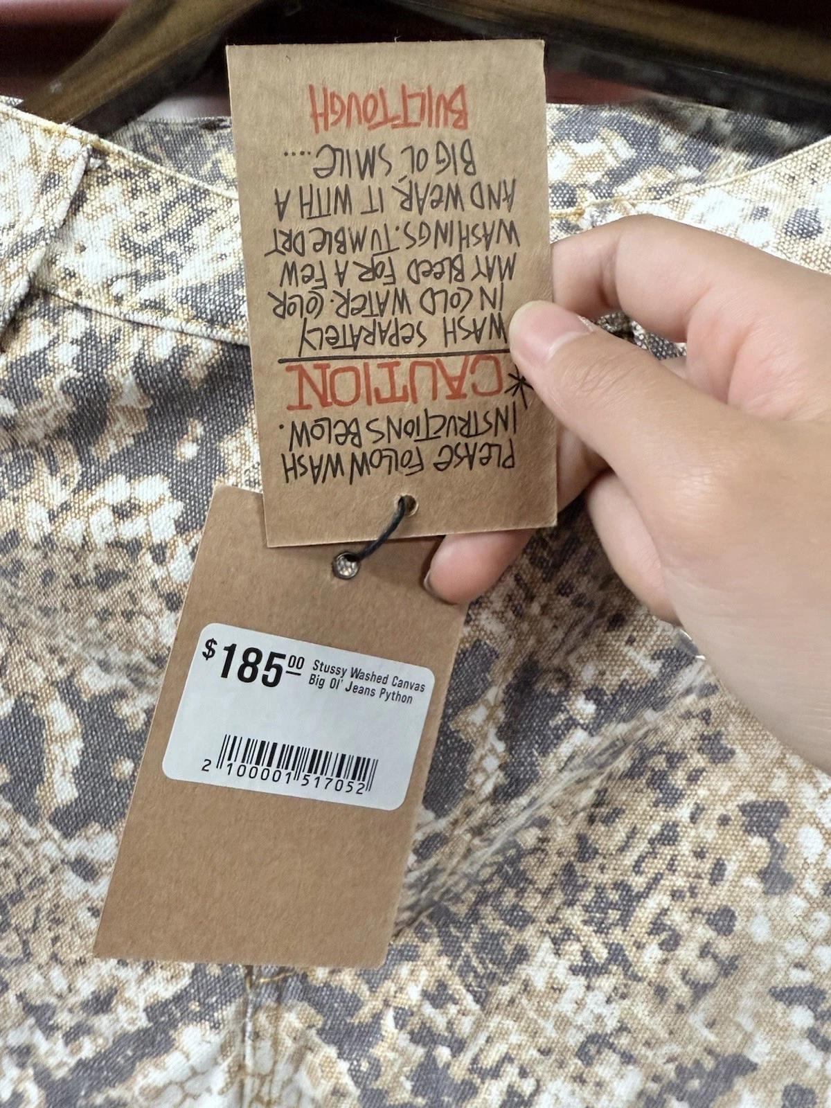 Stussy Washed Canvas Big Ol' Jeans Python Print Relaxed Fit - photo 5