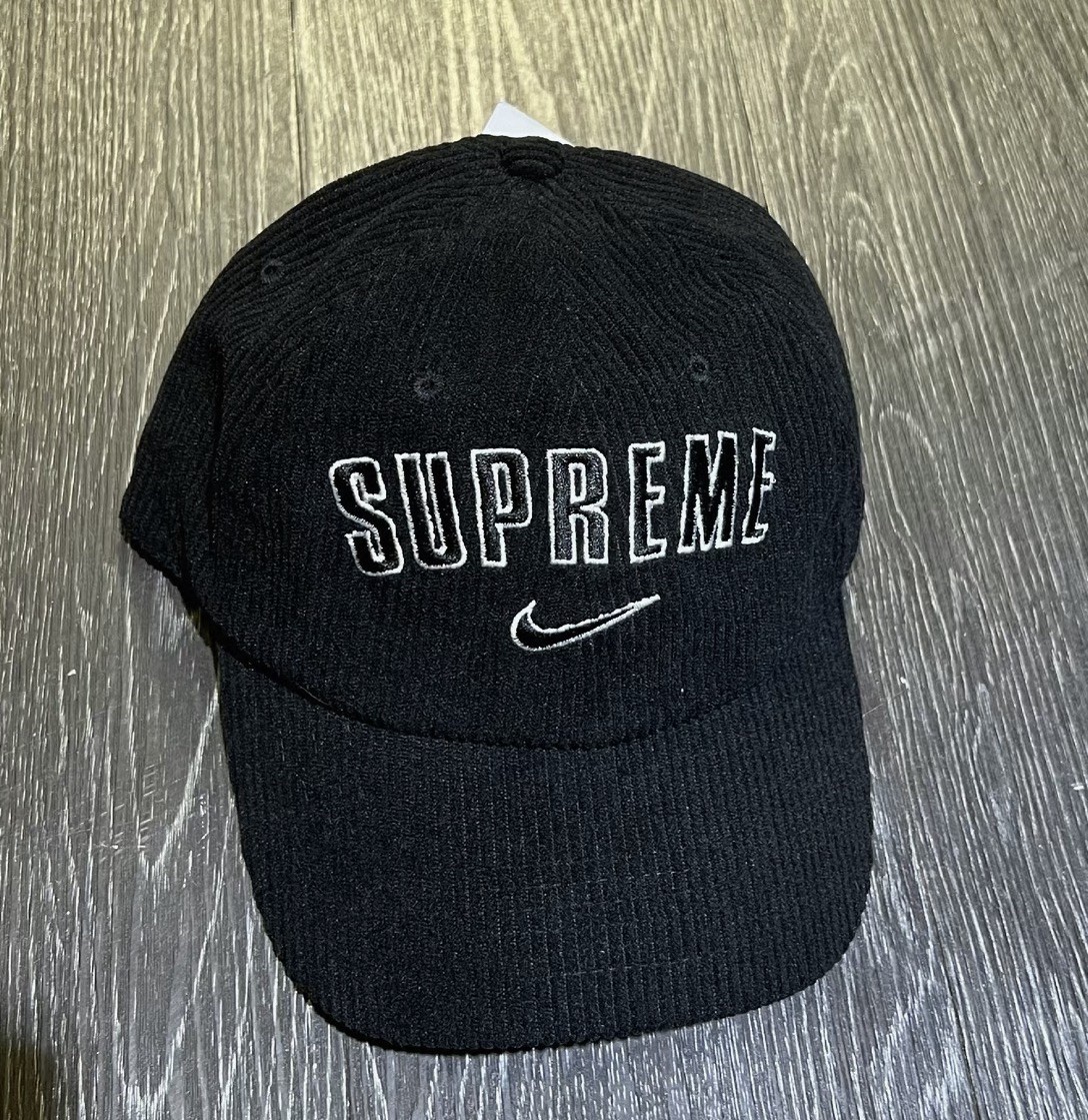 Supreme Nike Arc Corduroy 6 Panel Black Cap SS22