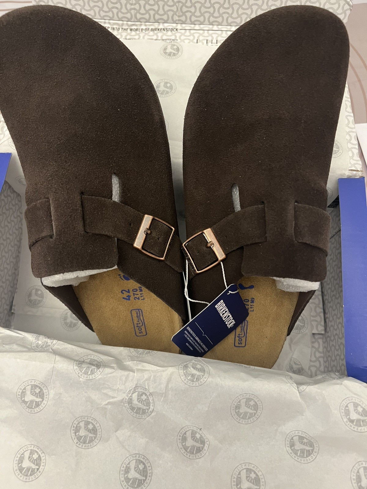 Birkenstock Boston Clogs - Brown Suede - Size 42/43