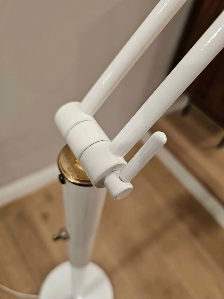 Vintage 90s White & Brass Swing Arm Floor Lamp - photo 2