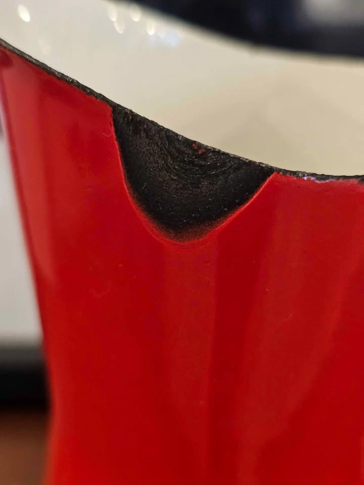 Vintage Dansk Red Enamel Pitcher - Mid-Century Modern (As-Is) - photo 4