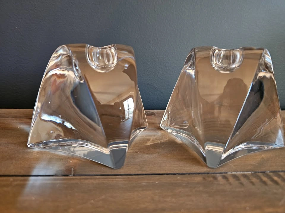 Set of 2 Waterfall Candle Holders - Nambe Reproduction - photo 2