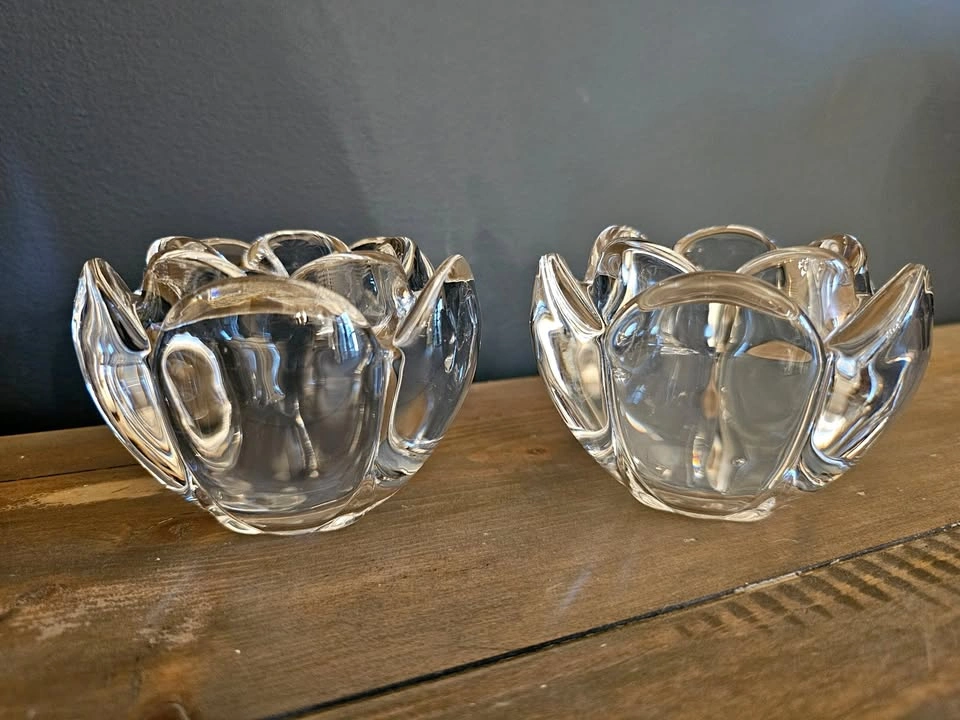 2 Royal Copenhagen Lotus Tealight Holders - Torben Jørgensen