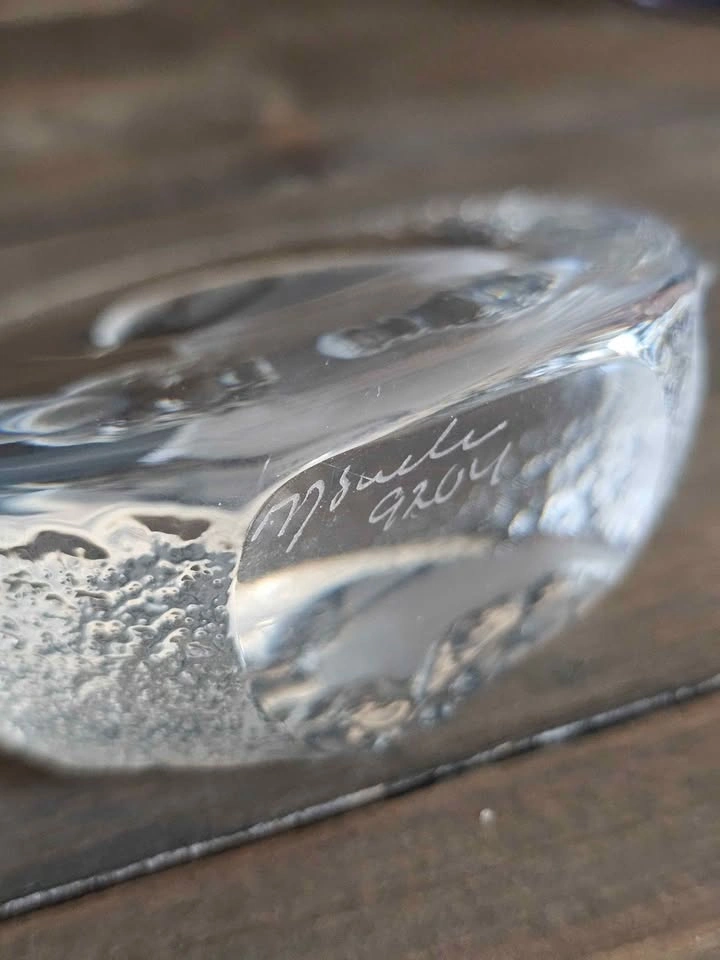 Mats Jonasson Lead Crystal Blue Tit Paperweight – Signed (Design - photo 5