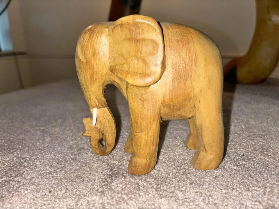 Wooden elephant figurine