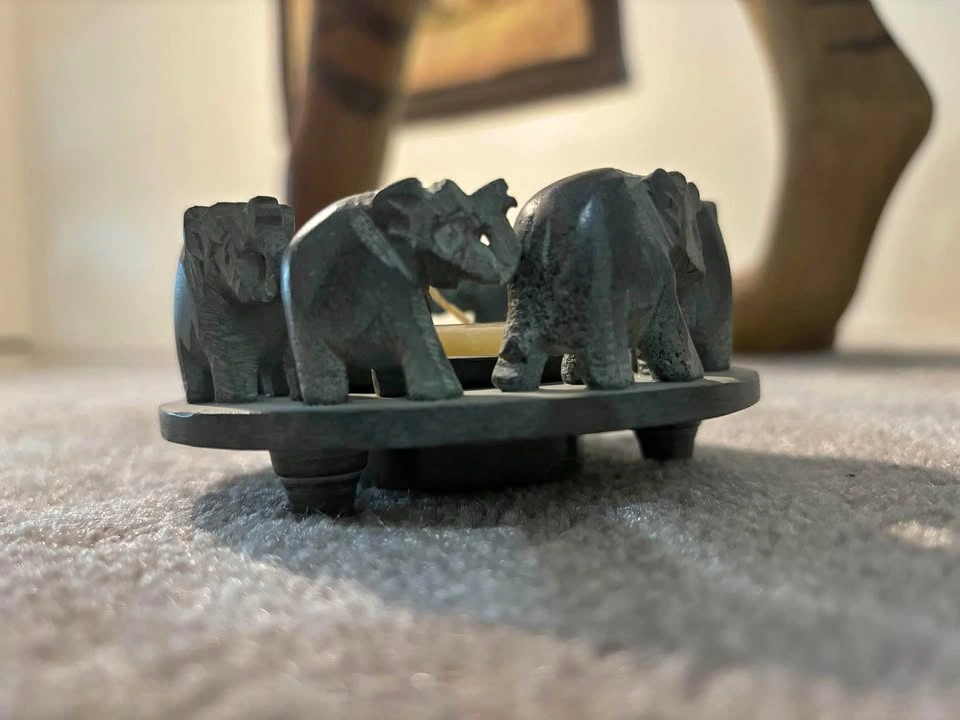 Soapstone Elephant Candleholder