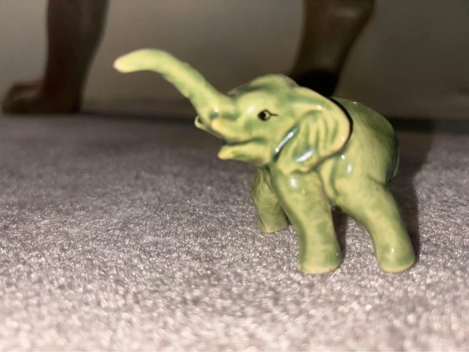 Green Ceramic Elephant Figurine - photo 3