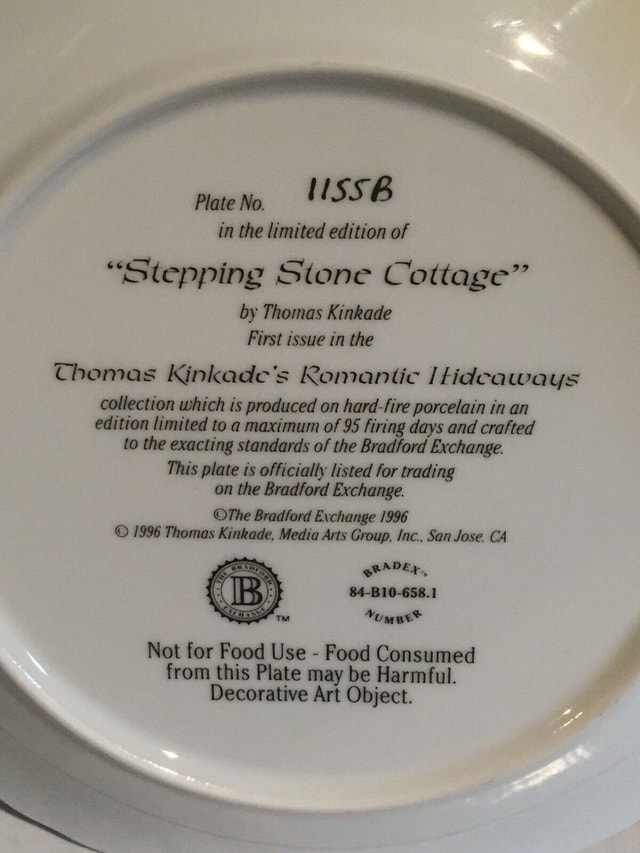 1996 Thomas Kinkade Stepping Stone Cottage Collector Plate - photo 3