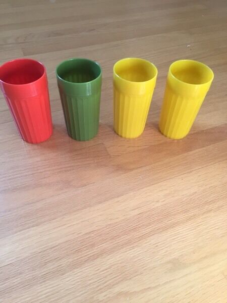 4 Vintage Plastic Camping Cups