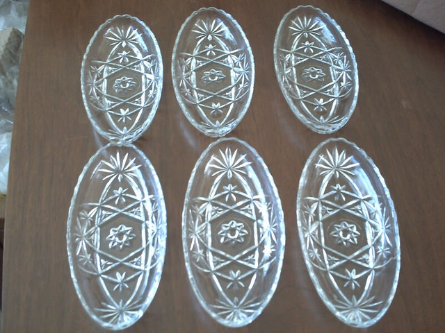 6 Glass Candy Dishes / Strawberry Shaped Dish