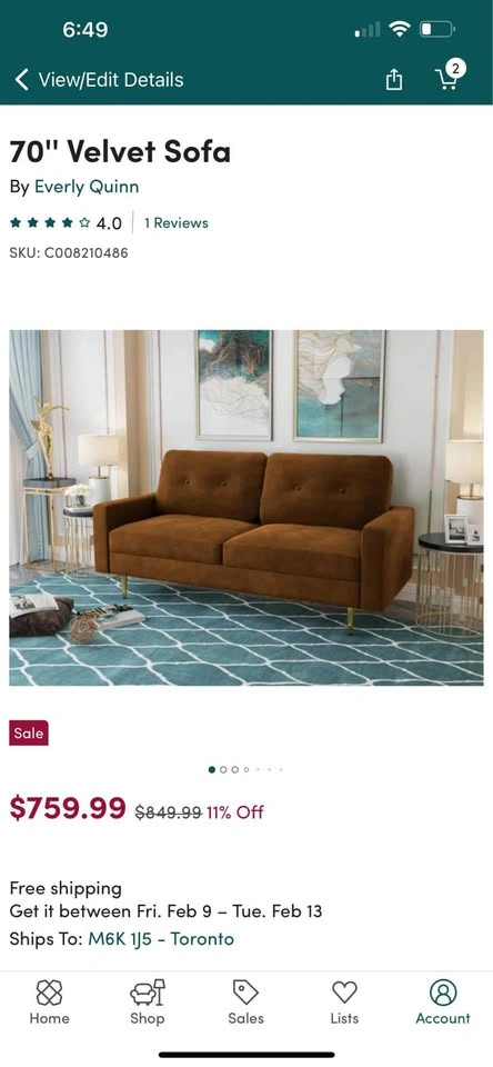 Velvet ginger color sofa - photo 4