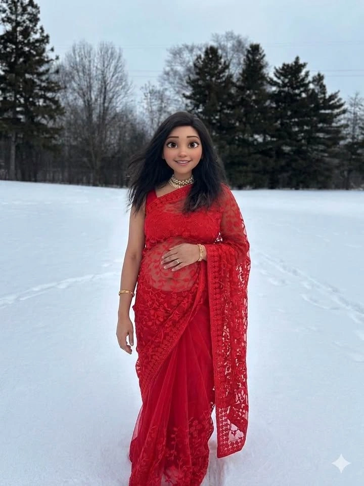 Red Georgette Saree with Embroidery