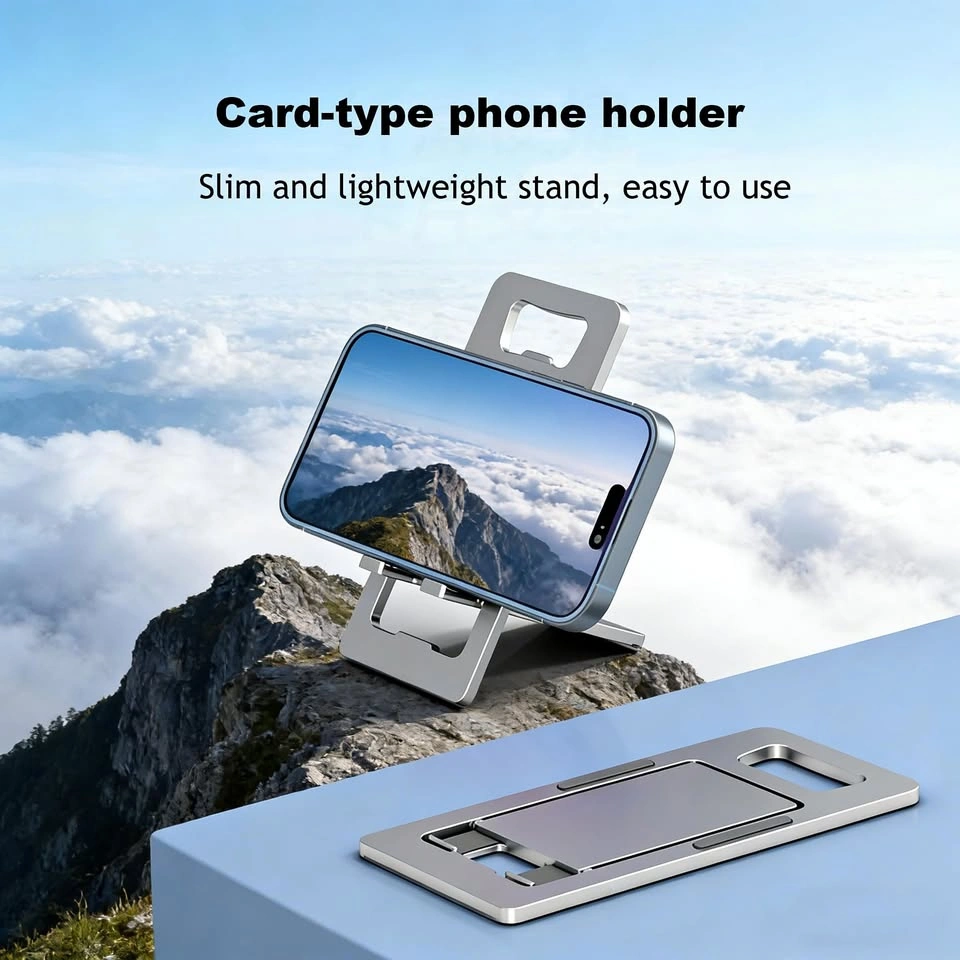 Slim Portable Phone Stand with Bottle Opener Silver