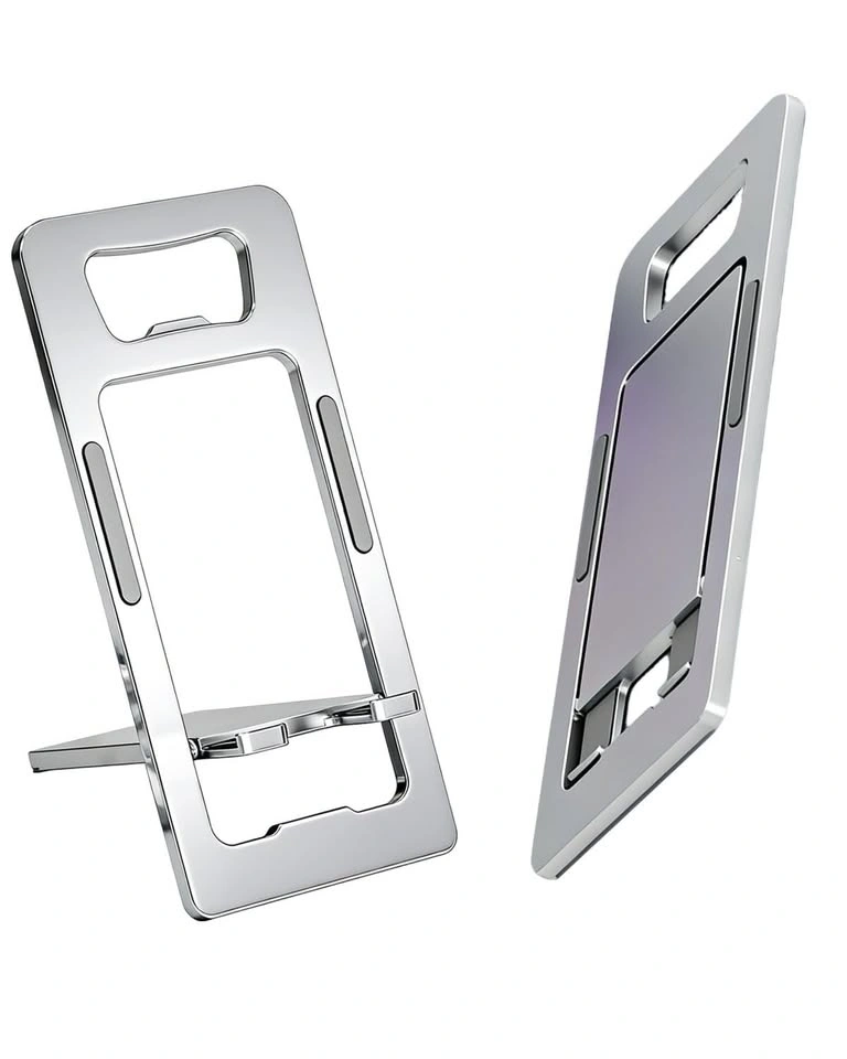Slim Portable Phone Stand with Bottle Opener Silver - photo 2