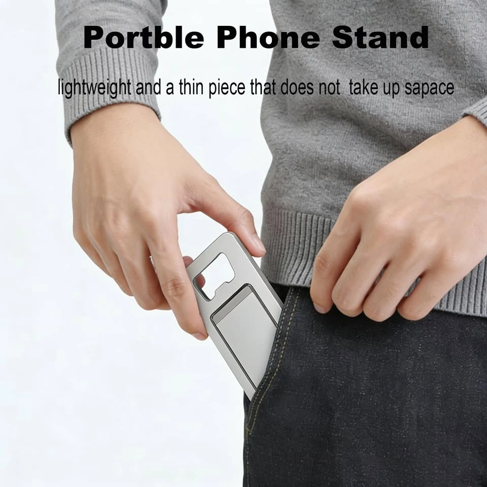 Slim Portable Phone Stand with Bottle Opener Silver - photo 4
