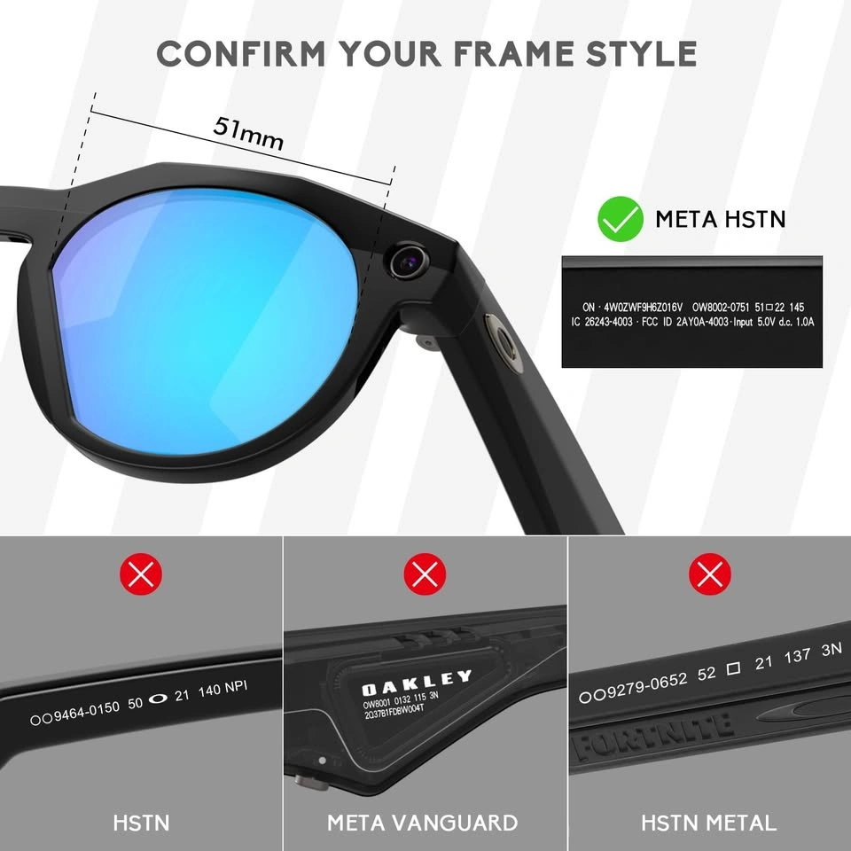 New Polarized Lenses for Meta HSTN Smart Glasses 51mm - photo 3