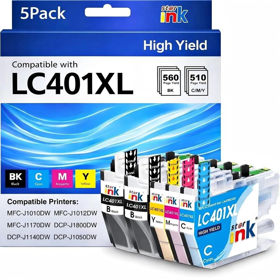 StarInk LC401XL High Yield Ink Cartridges 5 Pack (BK C M Y)