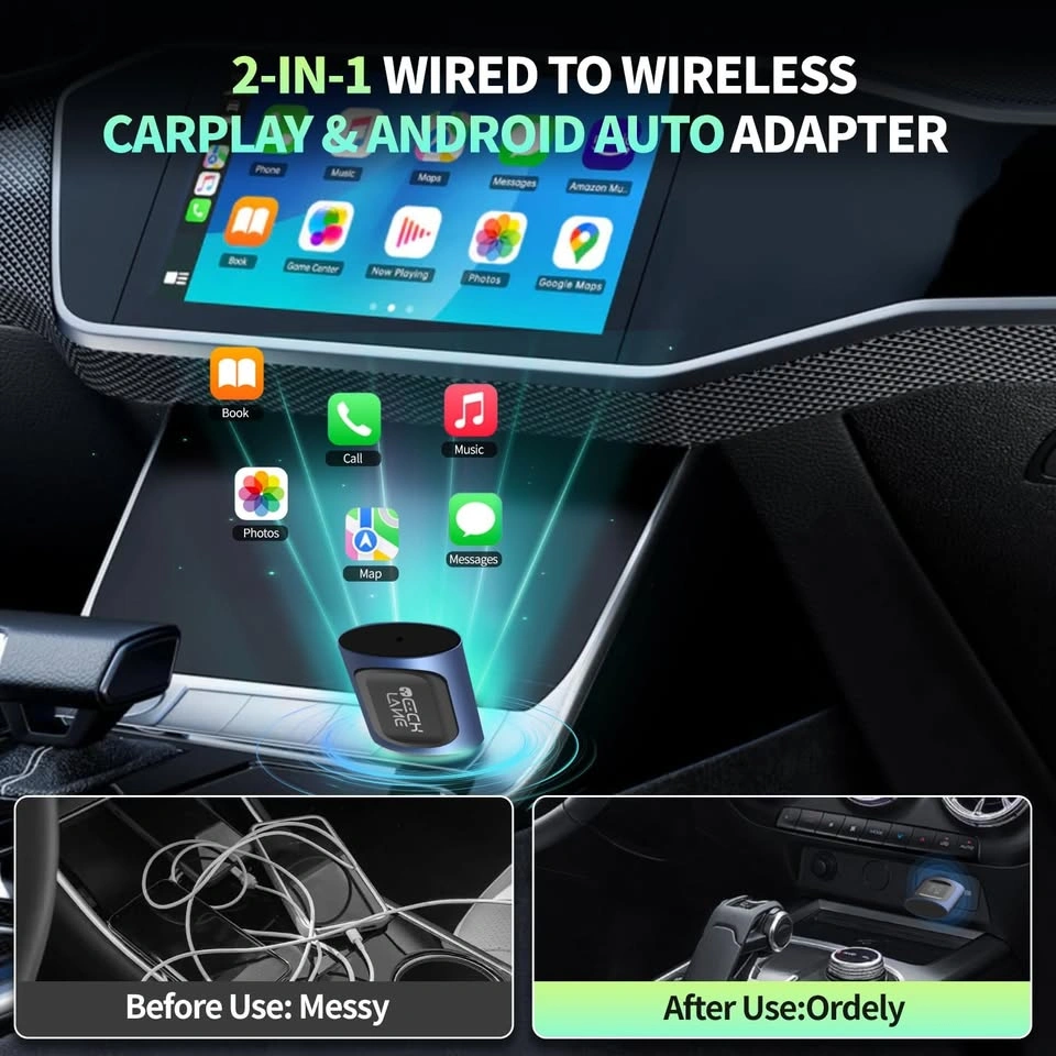 Tech Lane 2-in-1 Wireless CarPlay Android Auto Adapter - photo 2