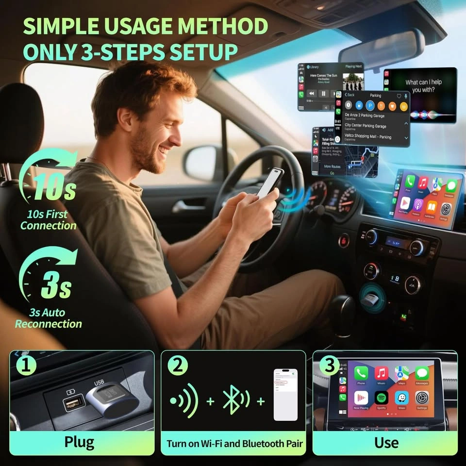 Tech Lane 2-in-1 Wireless CarPlay Android Auto Adapter - photo 3