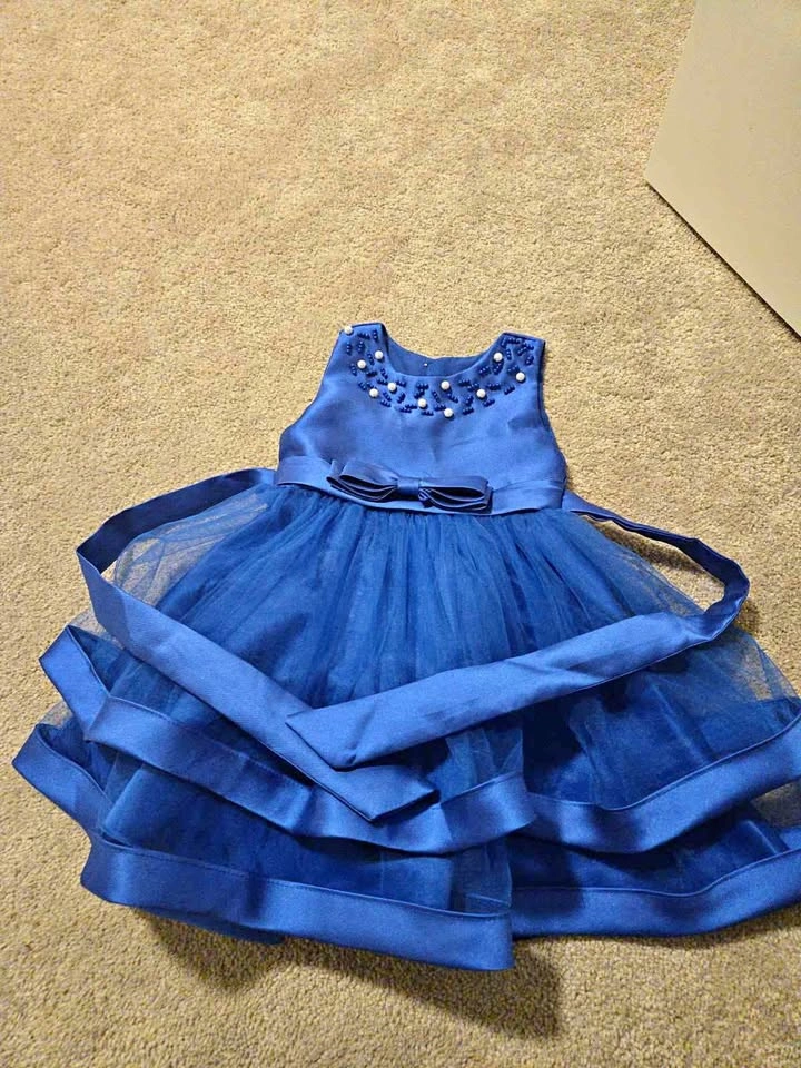 Royal blue party dress with pearls 24M