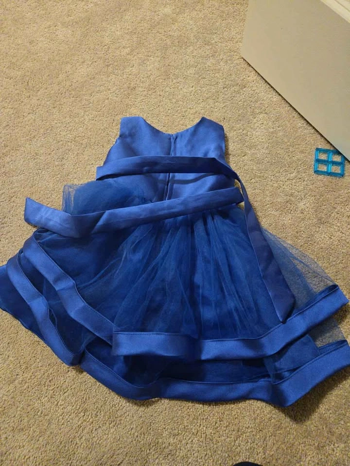 Royal blue party dress with pearls 24M - photo 2
