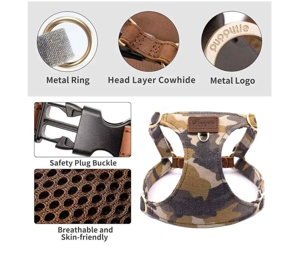 Puppytie Dog Harness & Leash Set - Medium, Camo Brown - photo 2