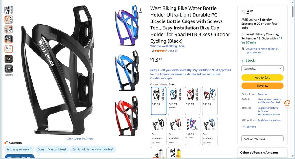 West Biking Bike Water Bottle Holder 5 colours avail - photo 2