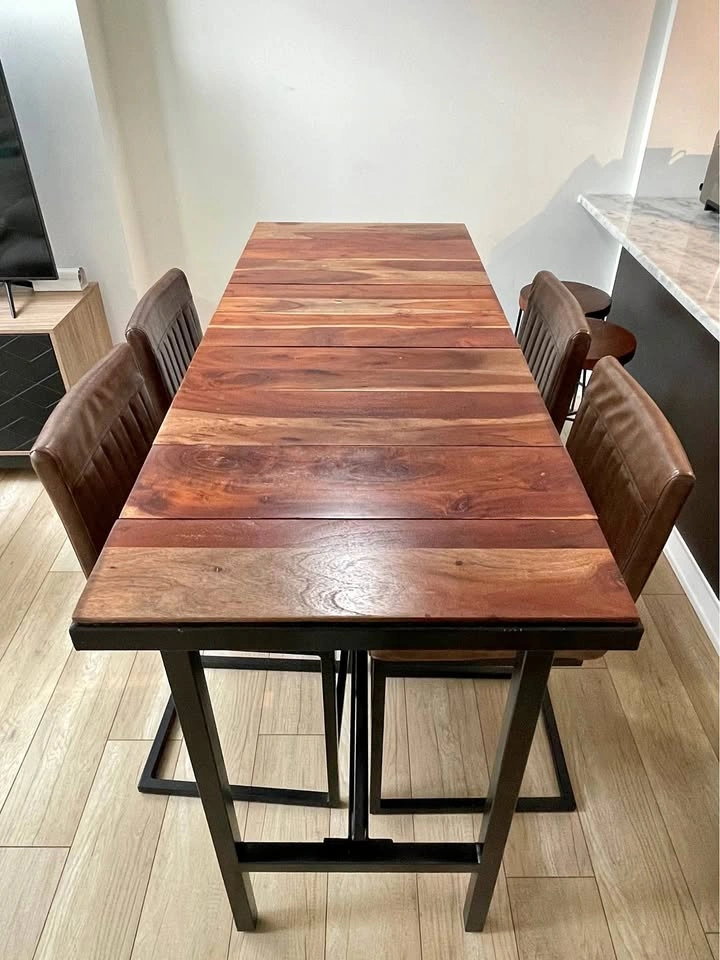 Wazo Solid Acacia Wood Dining Table + 4 Chairs