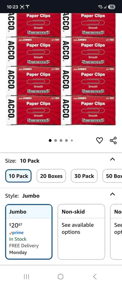 ACCO Paper Clips, Jumbo, 10 Boxes (72580)