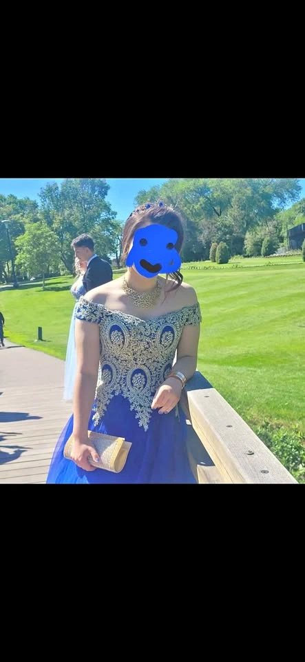 Blue ballgown Grad dress size 1-5