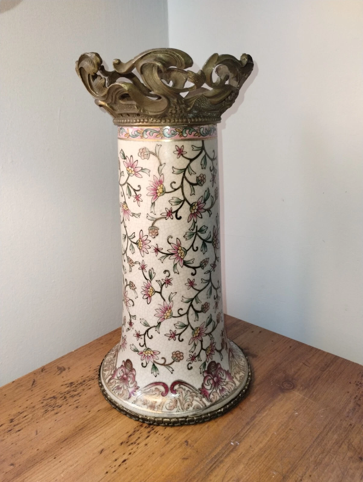 Mid Century Gilt Bronze Mounted Chinese Vase - photo 2