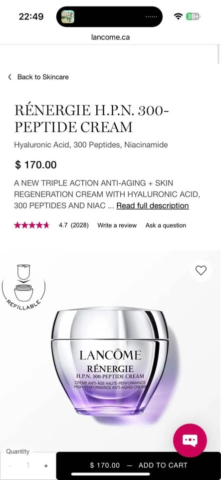 Lancôme Rénergie HPN 300-Peptide Cream 15ml - photo 4