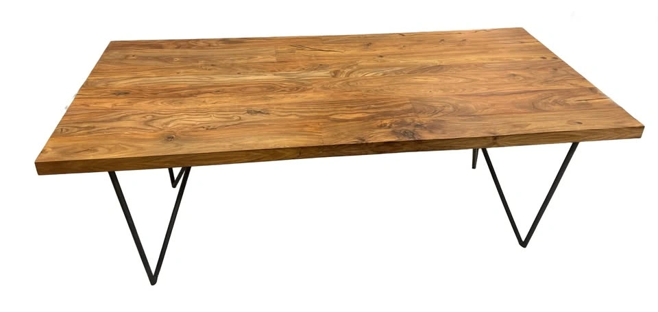 CB2 Dylan Acacia Dining Table – Solid Wood & Iron Base - photo 3