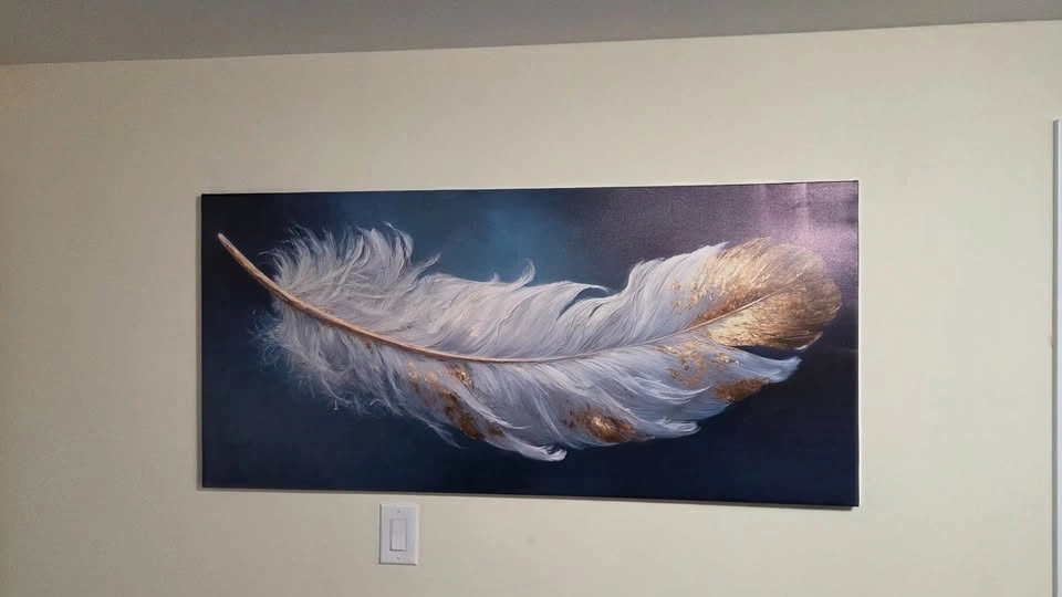 Minimalist Feather Canvas 52x24 – Elegant Modern Wall Art - photo 2