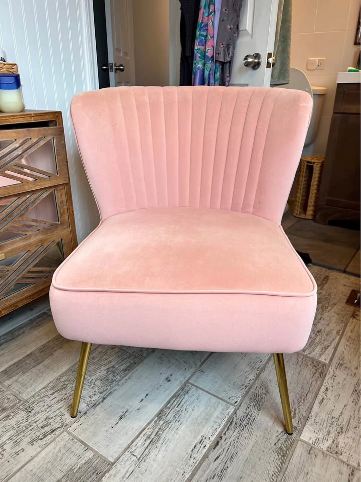 Pink Velvet Accent Chair