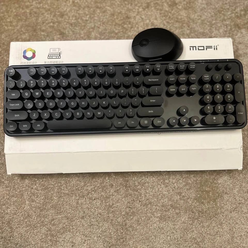 Wireless Keyboard & Mouse Combo – Retro Typewriter Style – Black - photo 3