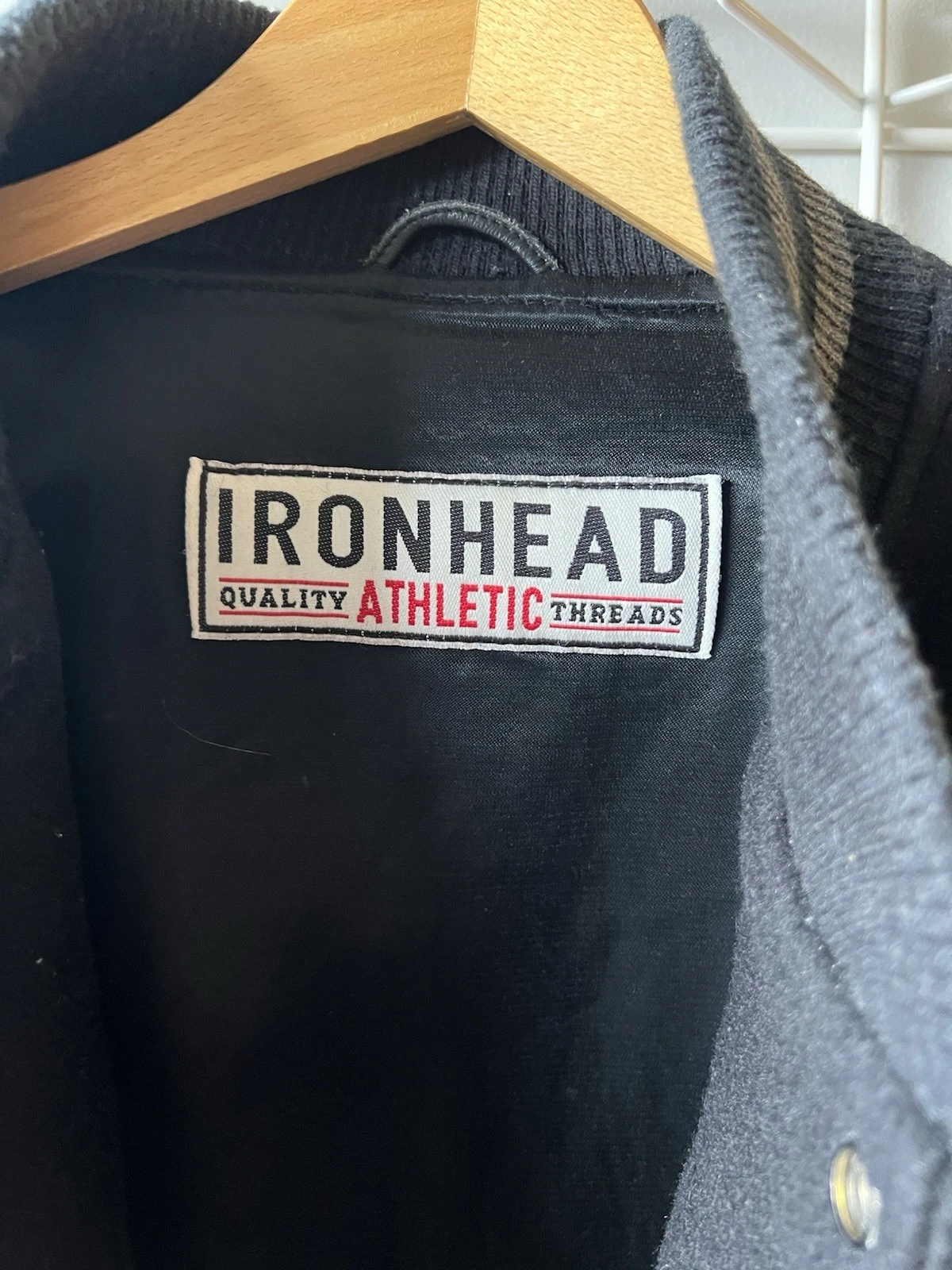 Gently Used Ironhead Wool Bomber w/Leather Sleeves, Black - photo 2