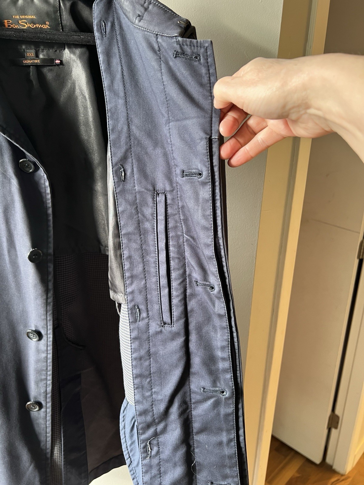 Pre-owned Ben Sherman Men's Navy Trench Coat - photo 3