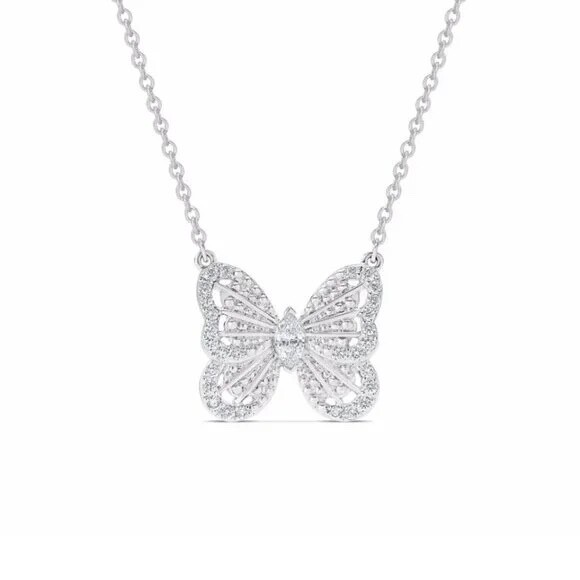 De Beers Butterfly Pendant - 18k White Gold, 0.21ct Diamonds