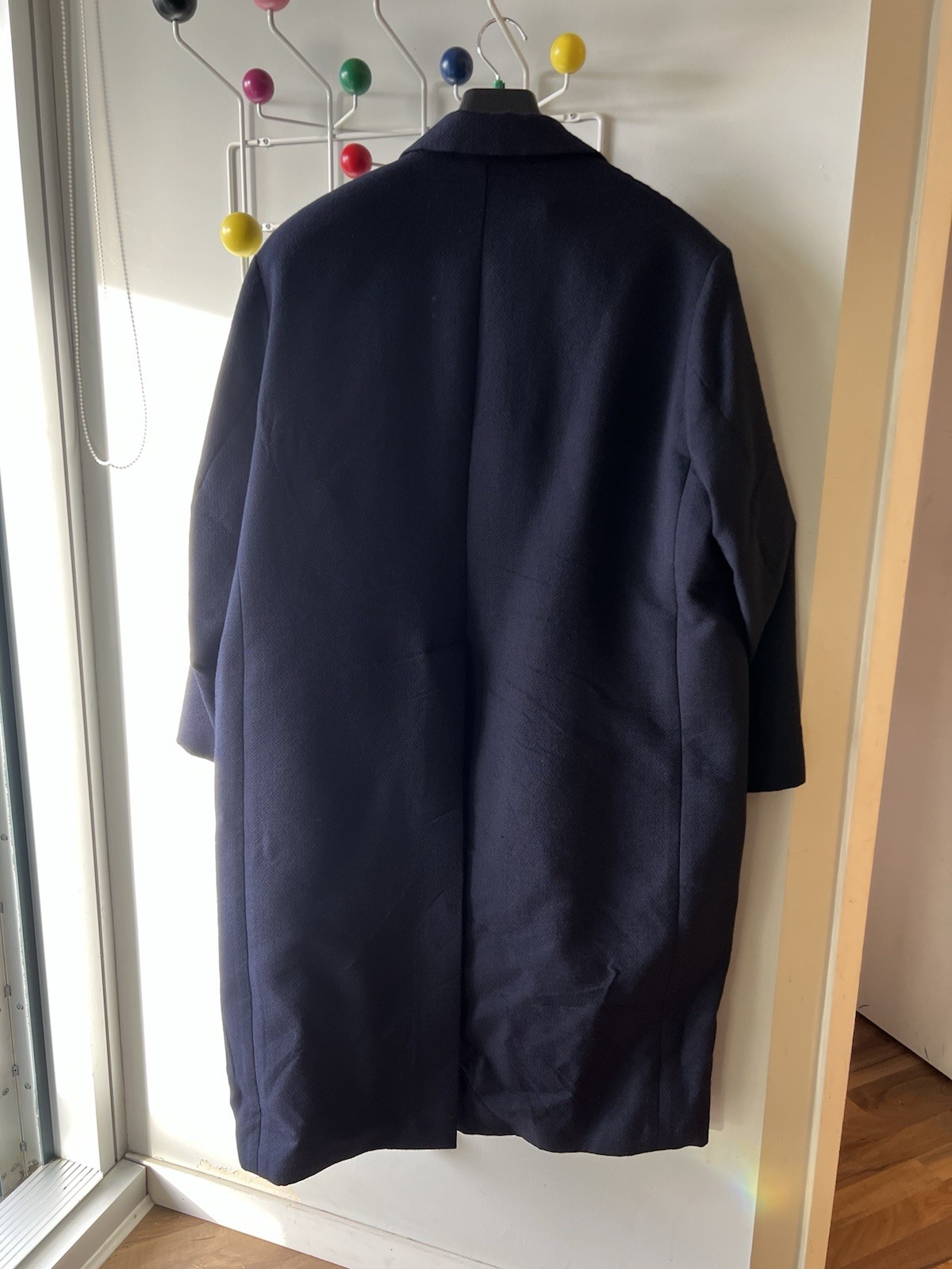 Italian Made Wool Overcoat, Dk Blue, Sz 50, Pre-Owned, Designer - photo 2