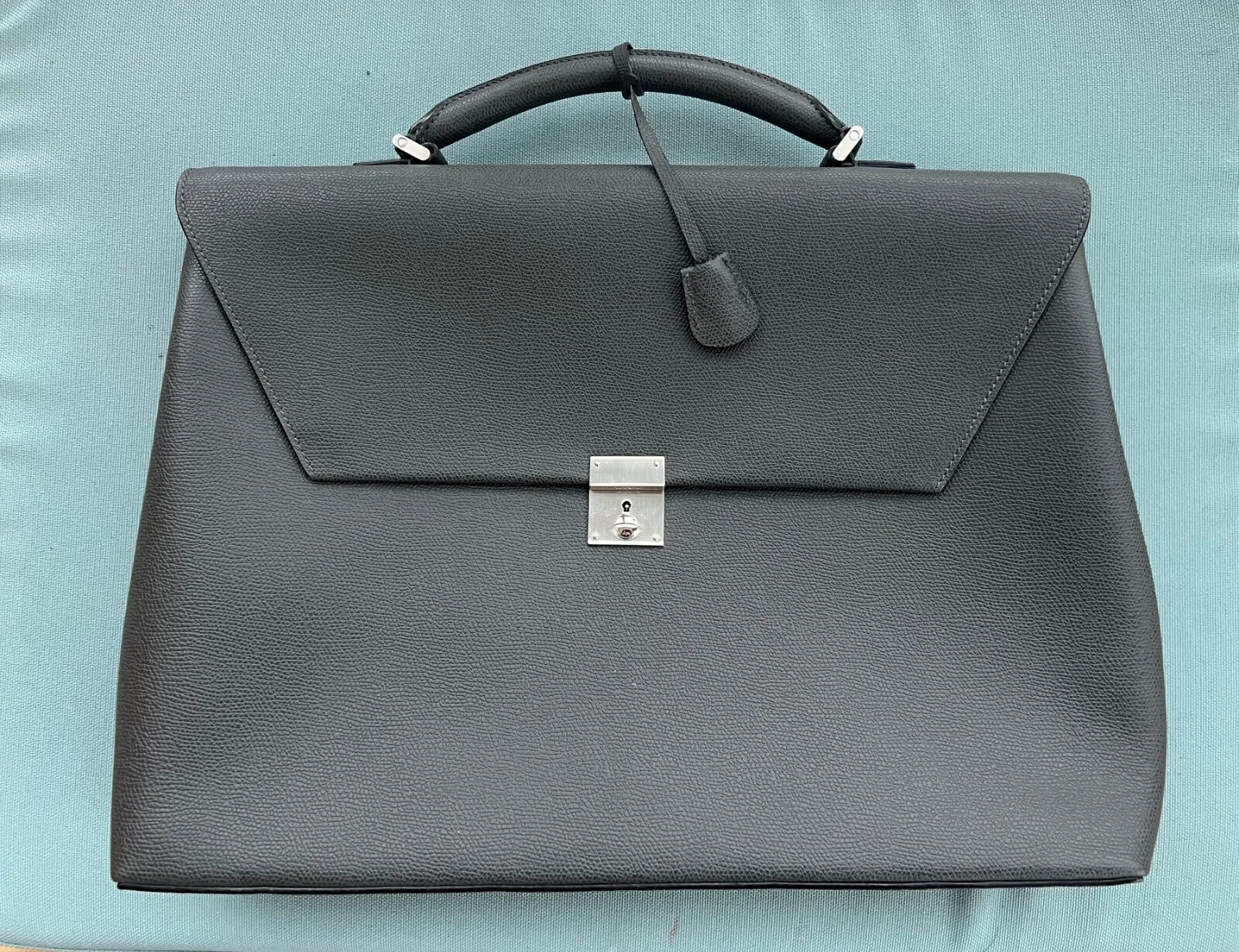 Valextra Avietta Briefcase w/Flap & 24h Zipper, Smokey Grey, New - photo 2