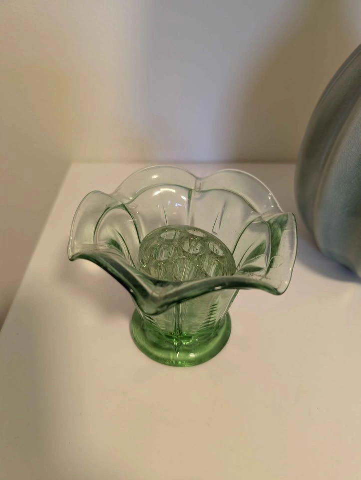 Vintage Green Glass Flower Frog - photo 2