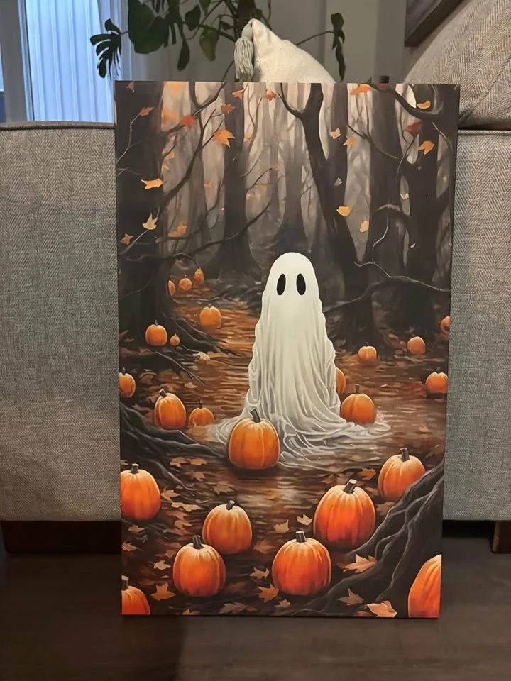 Beautiful Pumpkin Patch Ghost Canvas Wall Art-Ready To Hang image indicator(4)