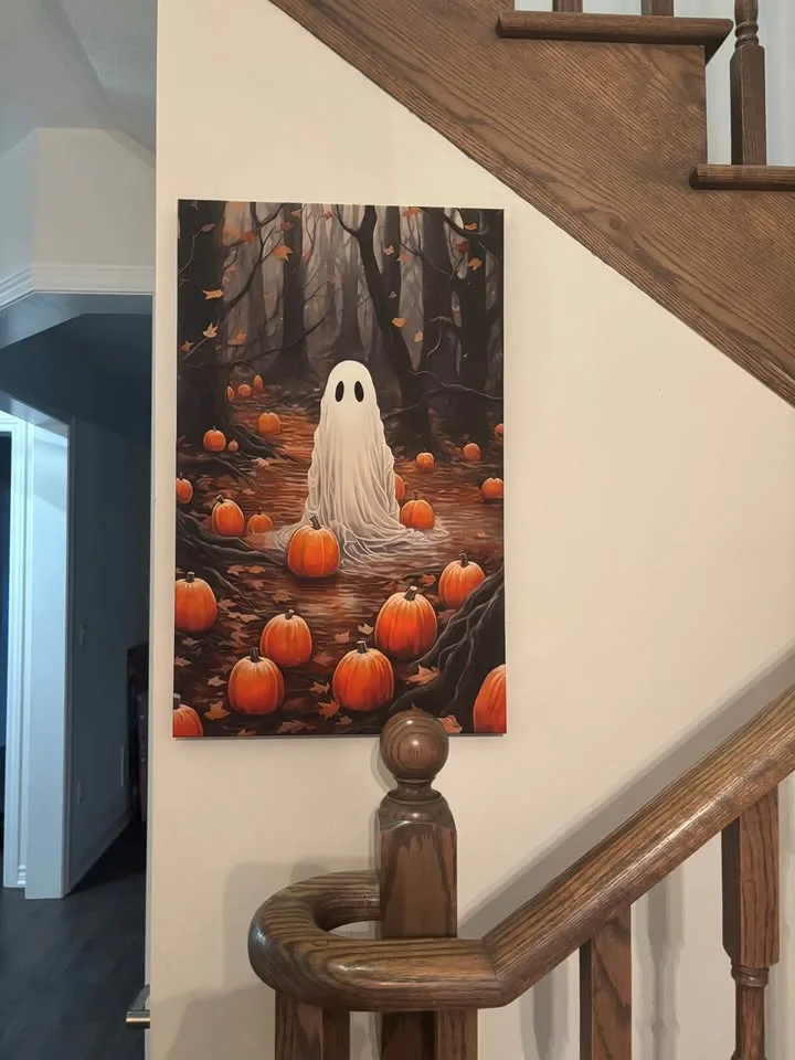 Beautiful Pumpkin Patch Ghost Canvas Wall Art-Ready To Hang image indicator(5)