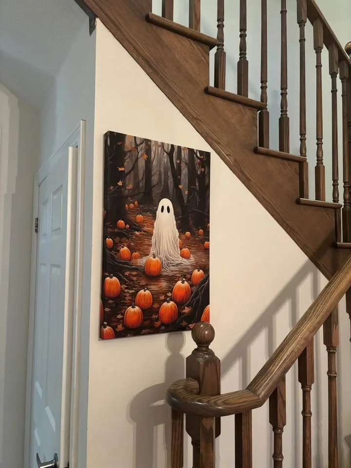 Beautiful Pumpkin Patch Ghost Canvas Wall Art-Ready To Hang image indicator(7)